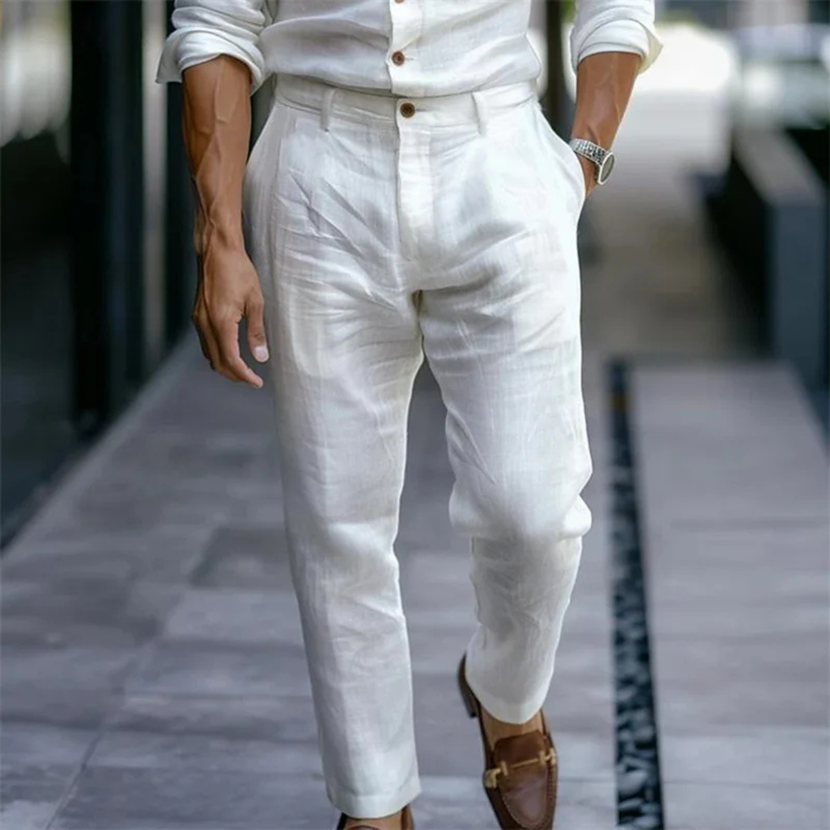 Lightweight, Slim-Fit Dress Pants in Linen