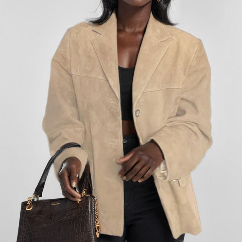 Elegant Fitted Leather Blazer
