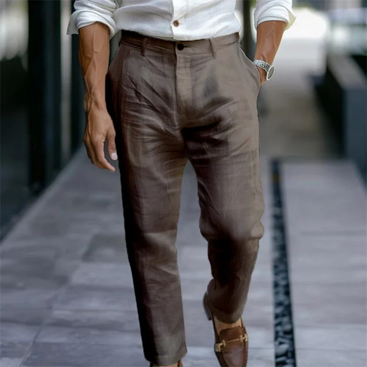 Lightweight, Slim-Fit Dress Pants in Linen