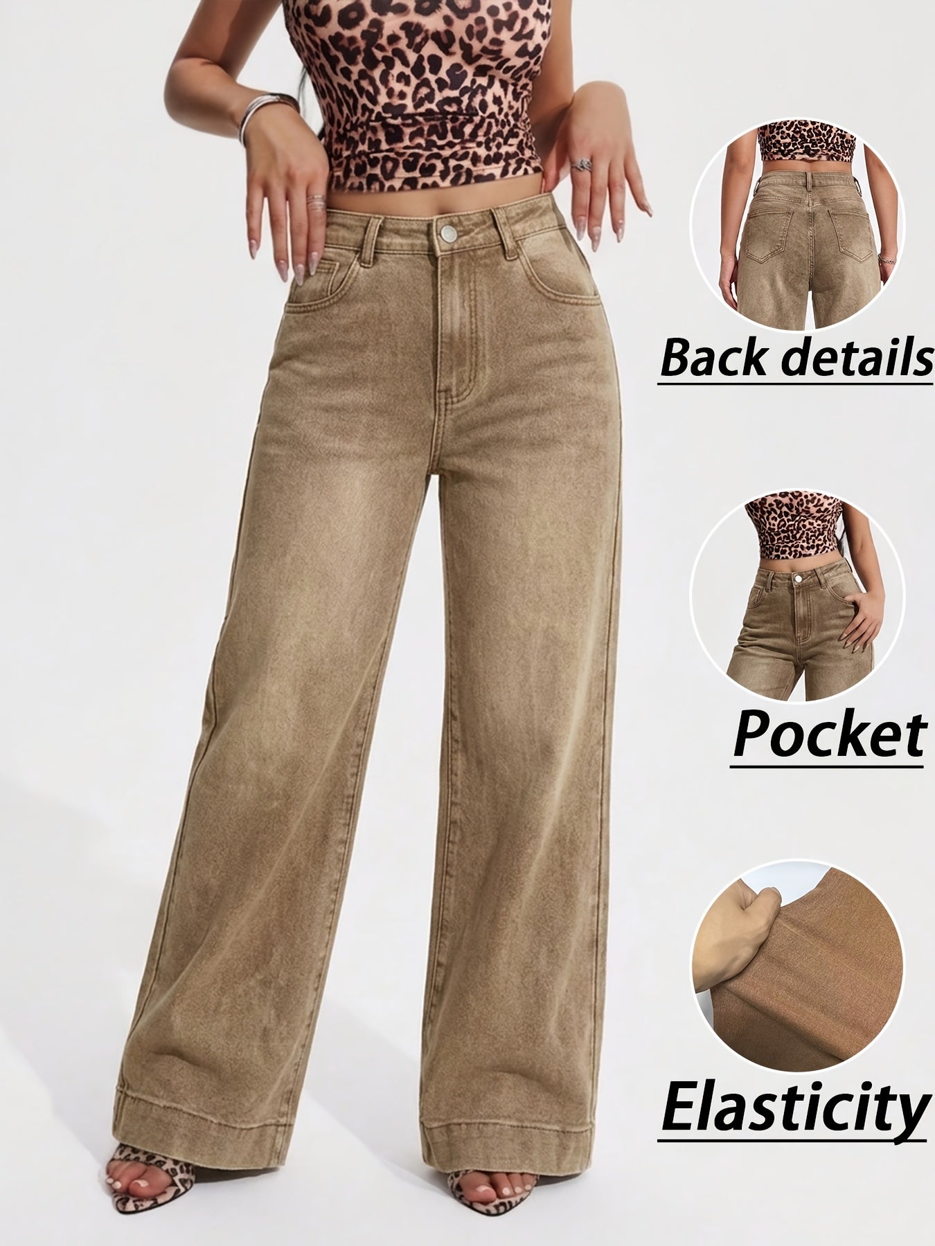 Vintage Brown High Waist Flared Jeans