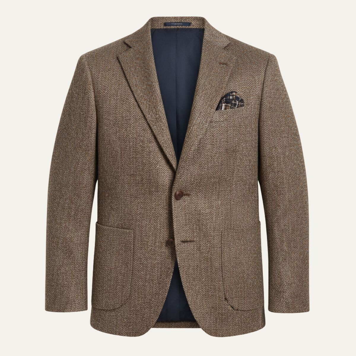 Men’s Single-Breasted Herringbone Tweed Wool Blazer