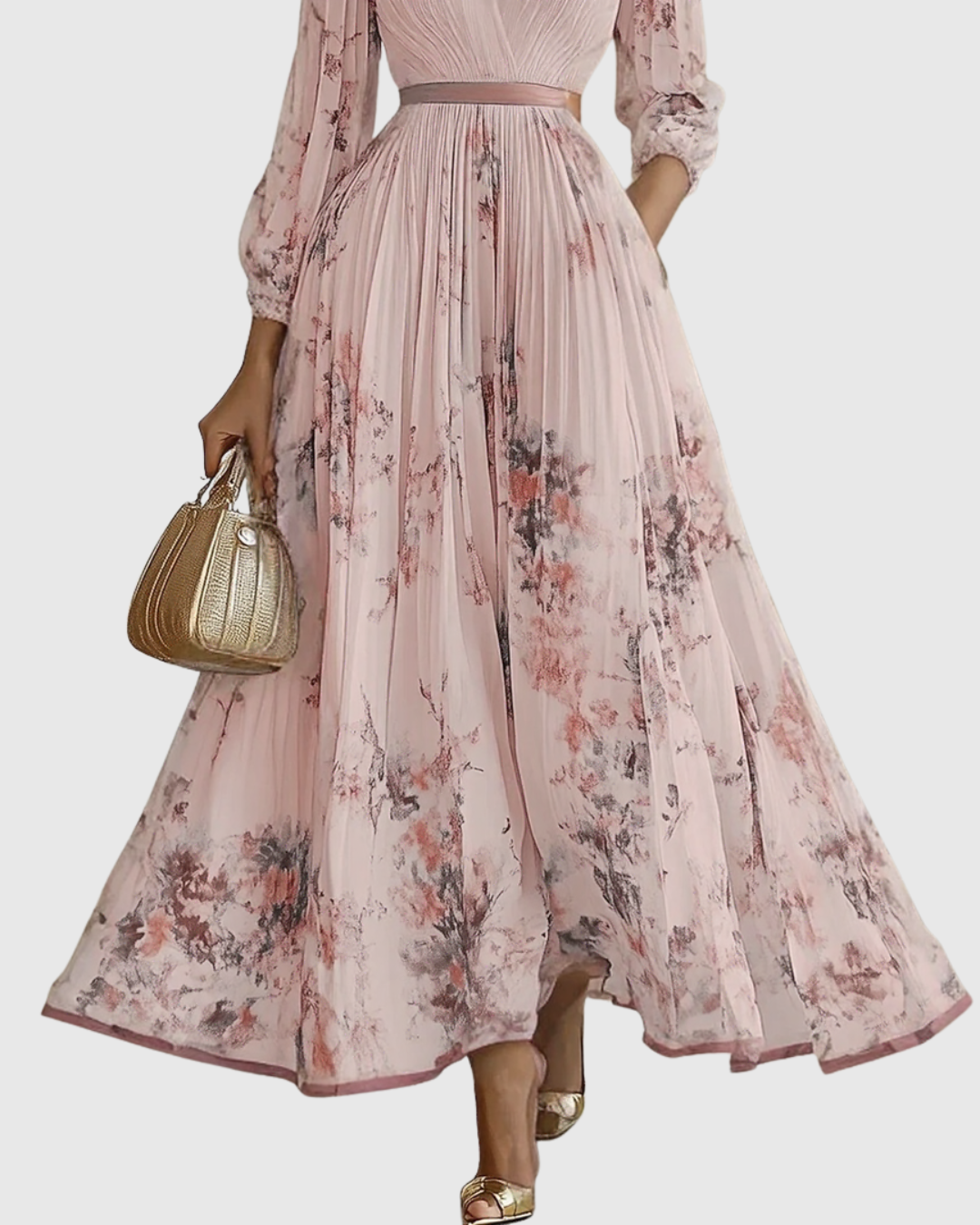 Elegant Formal Pleated Maxi Dress