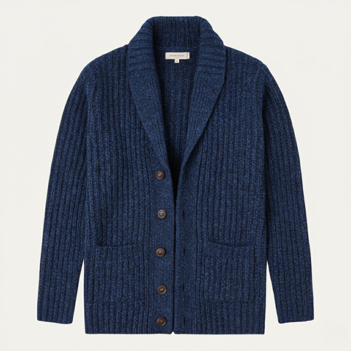Men's Crew-Neck Shawl-Front Chunky-Knit Cardigan