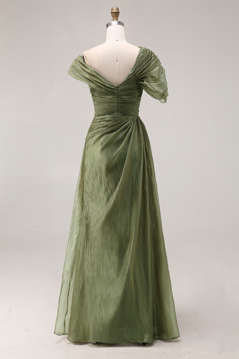 Dusty Sage Chiffon A-Line Formal Maxi Dress
