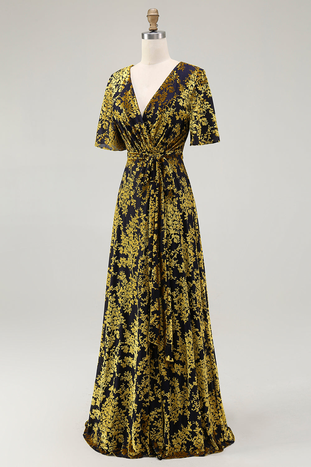 Dark Green Burnout Velvet Floral Maxi Dress