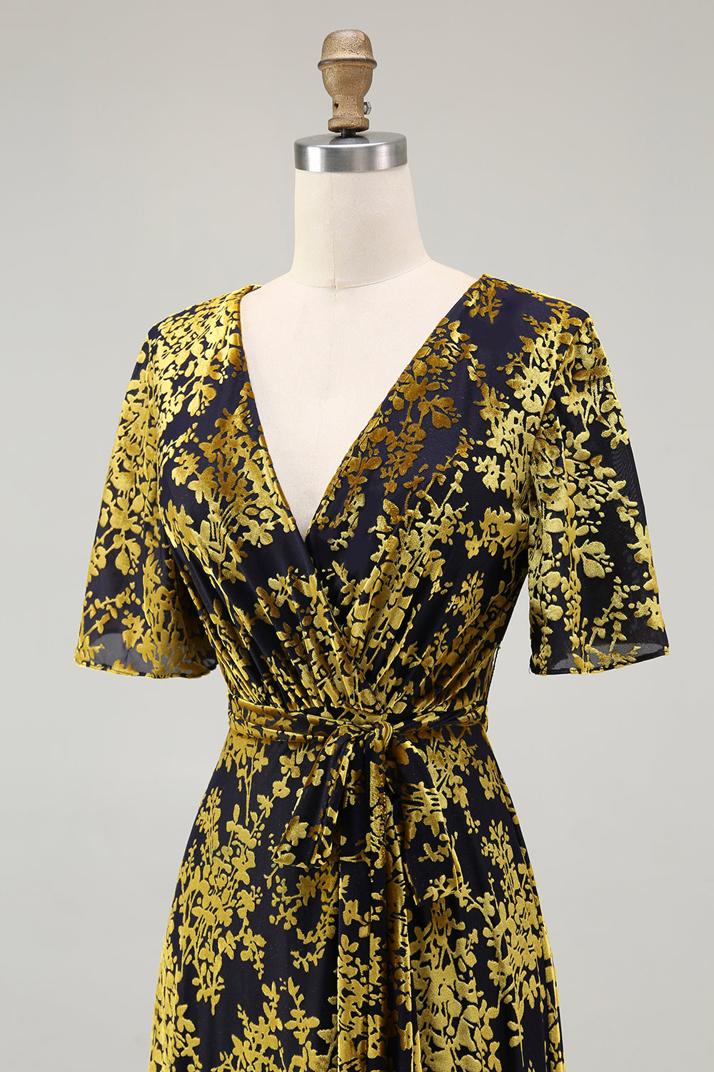 Dark Green Burnout Velvet Floral Maxi Dress