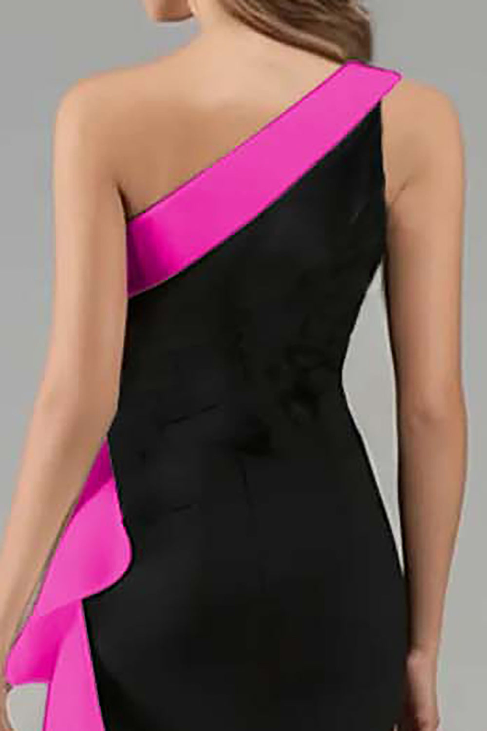 Long Black Tie Dress – One Shoulder Floral Design