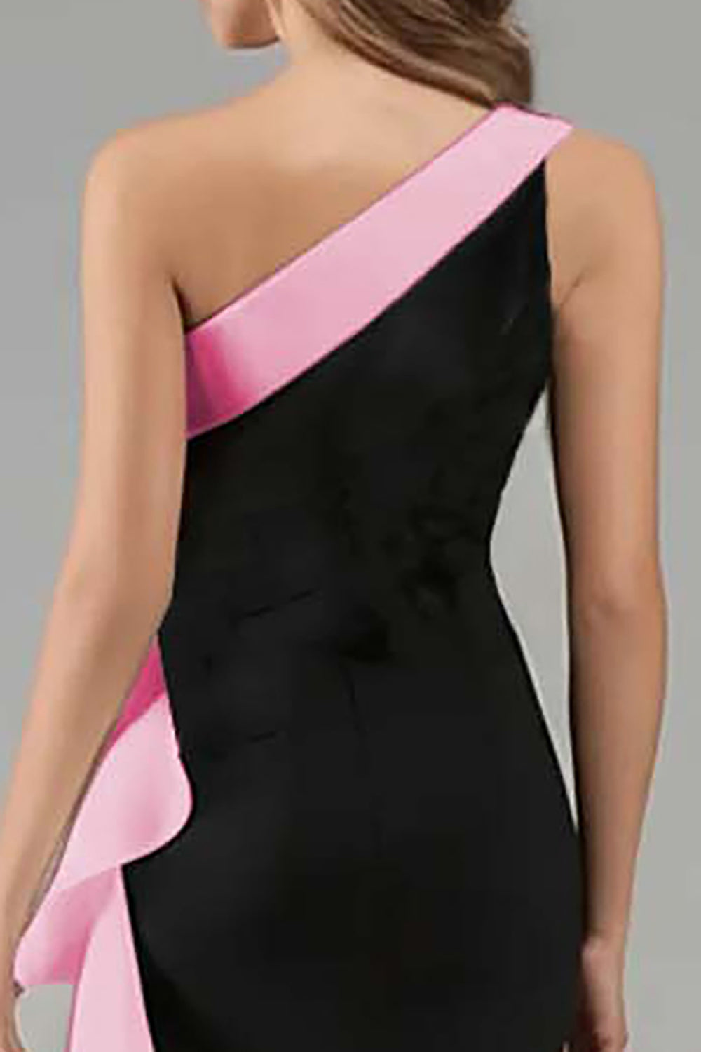 Long Black Tie Dress – One Shoulder Floral Design