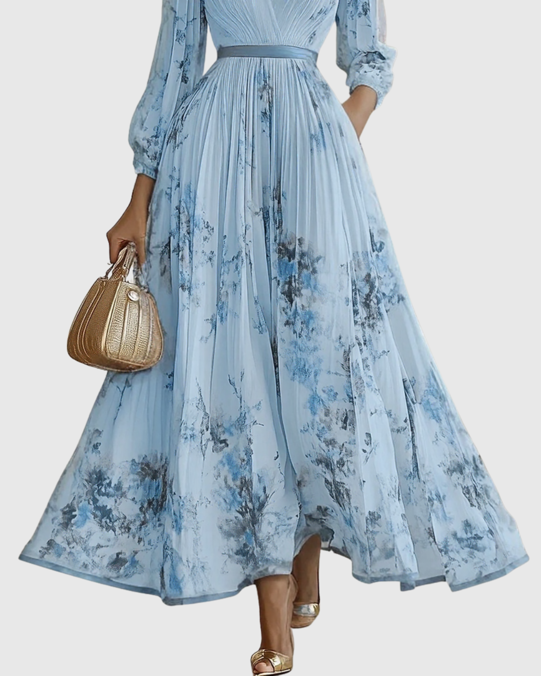 Elegant Formal Pleated Maxi Dress