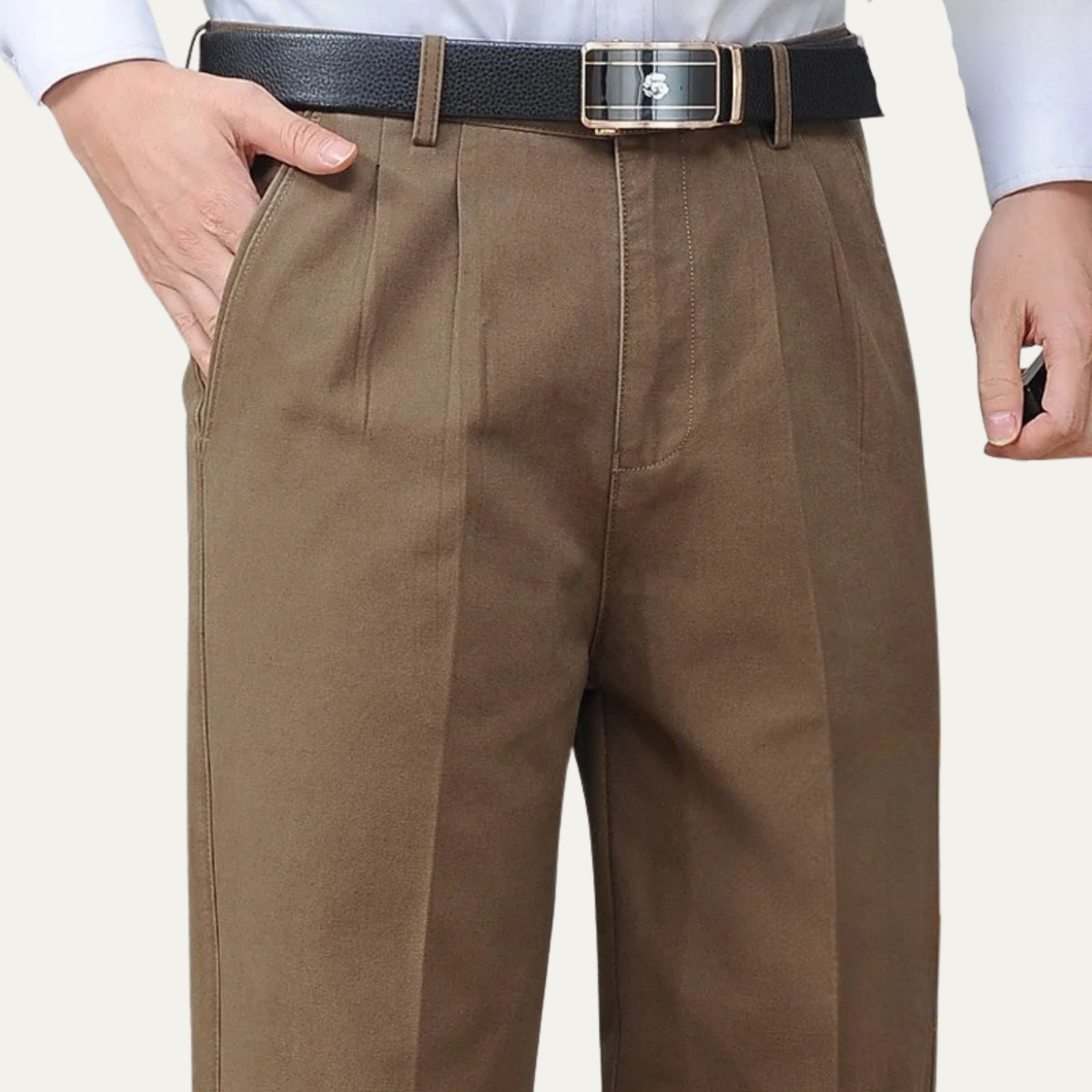 Linen Pants with Elastic Waist and Regular Leg
