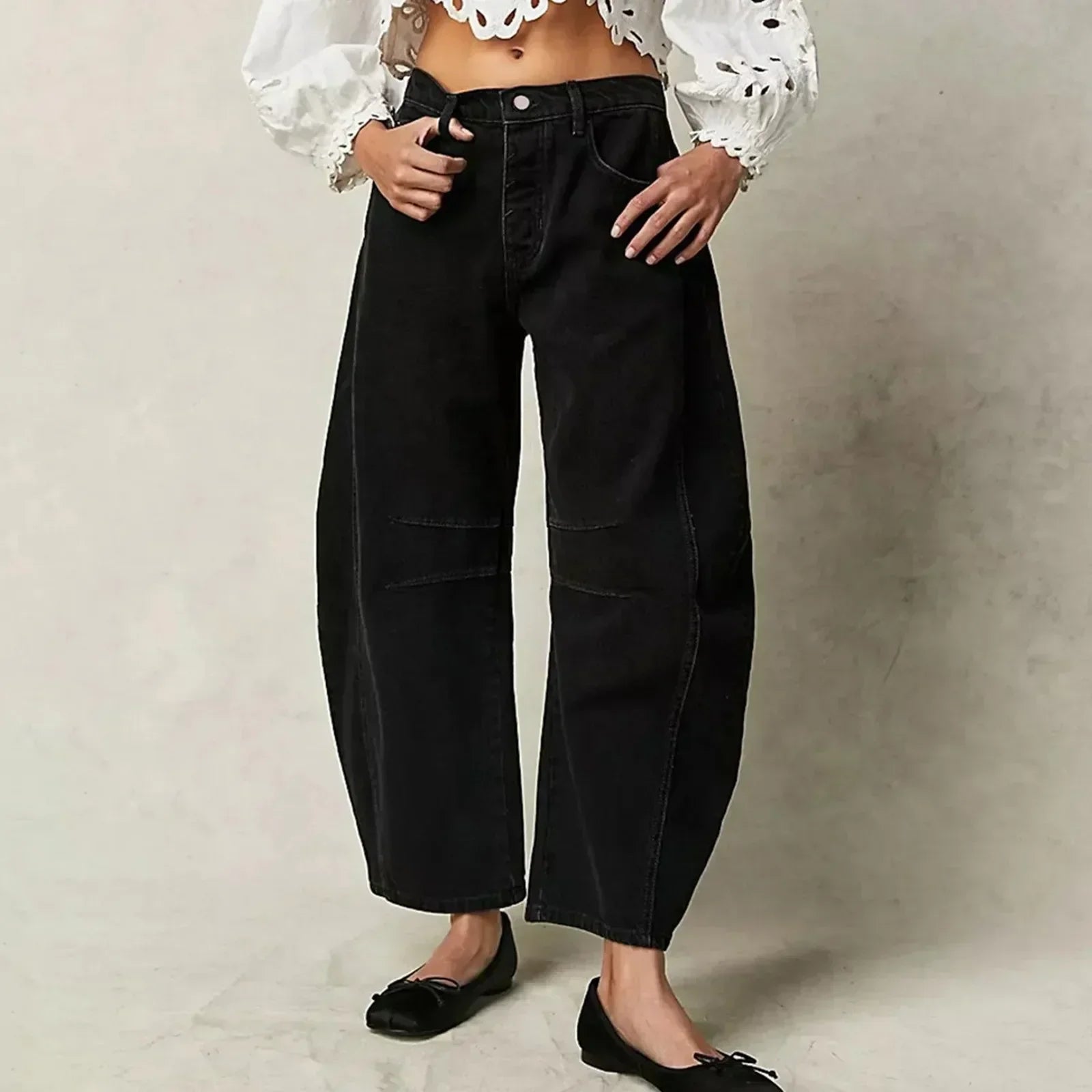 Women's Wide-Leg, Relaxed-Fit Casual Jeans Pants
