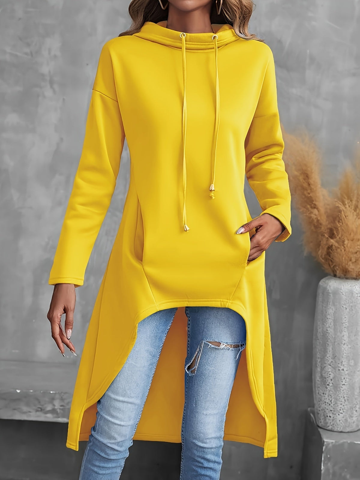 Women’s Hoodie with Hood and Asymmetrical Hem