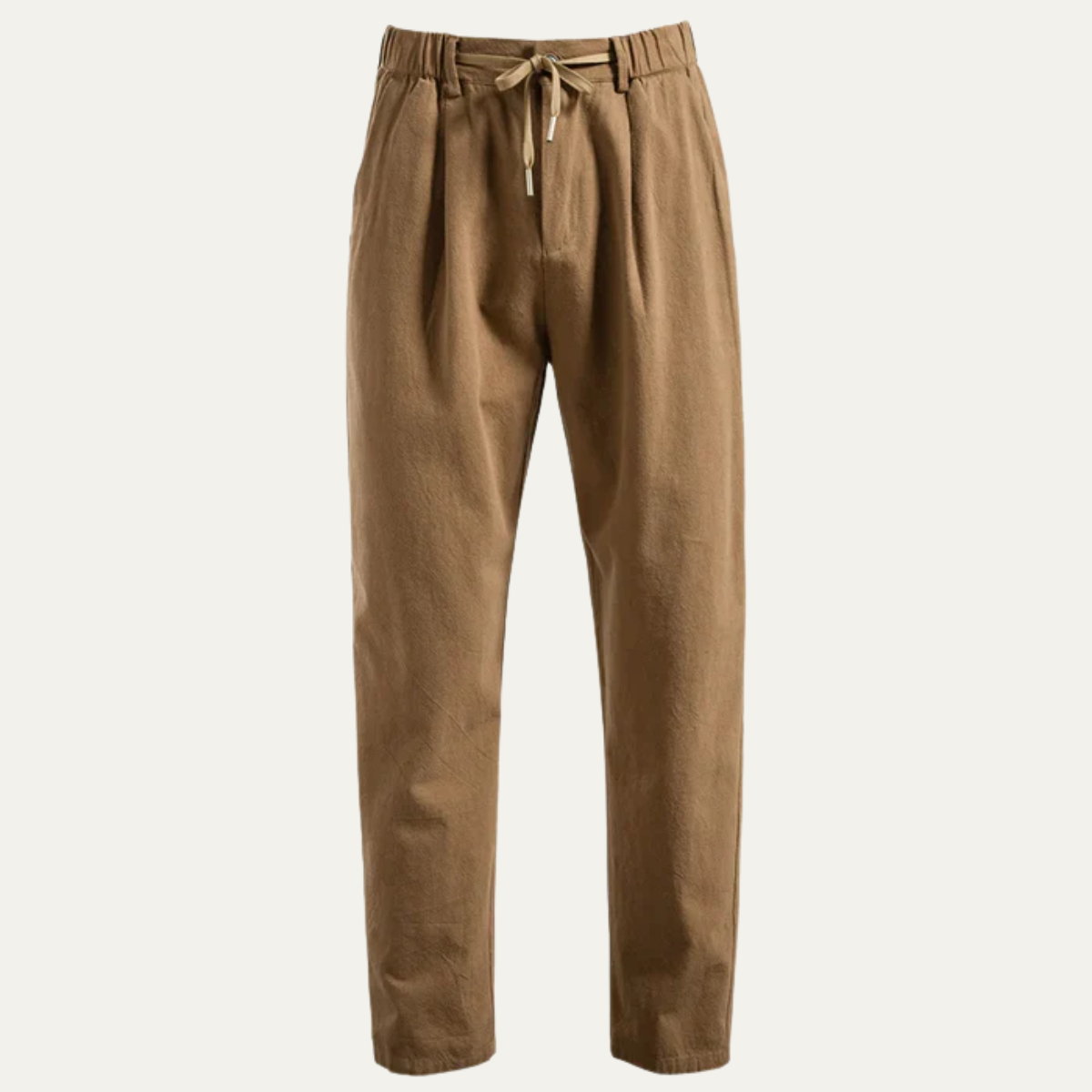 Linen Pants with Elastic Waist and Regular Leg