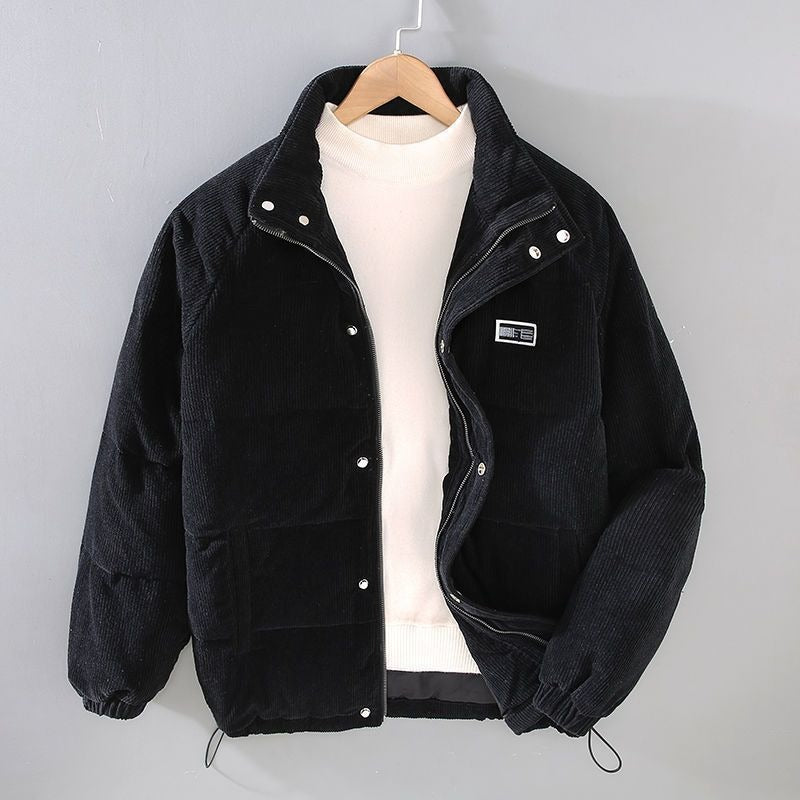Men’s Puffer Jacket Fine-Ribbed Velvet with Silky Lining and Cotton Filling