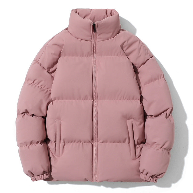 Men’s Puffer Jacket with Geometric Pattern and High Collar