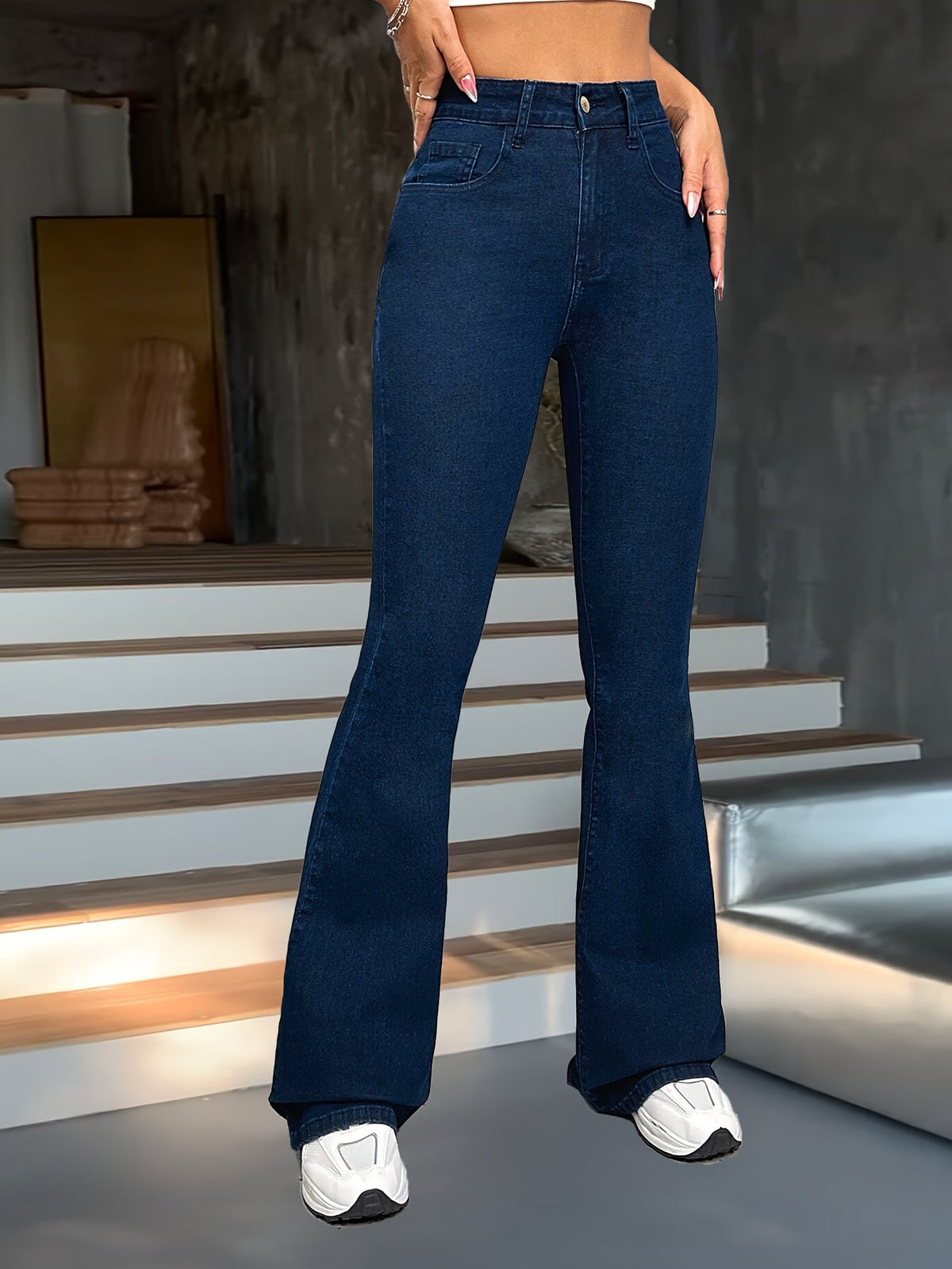 Elegant High Waist Flare Jeans