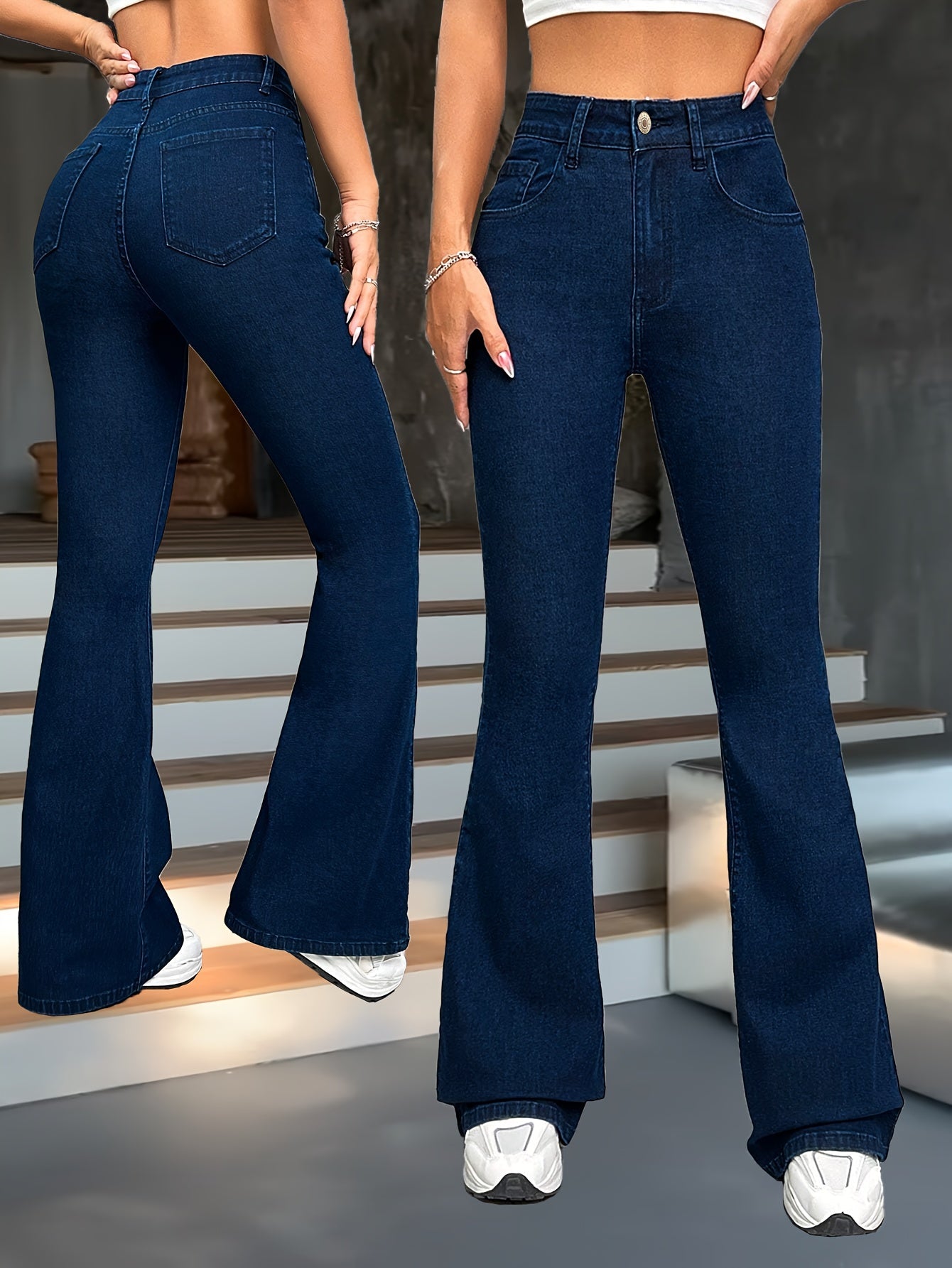 Elegant High Waist Flare Jeans