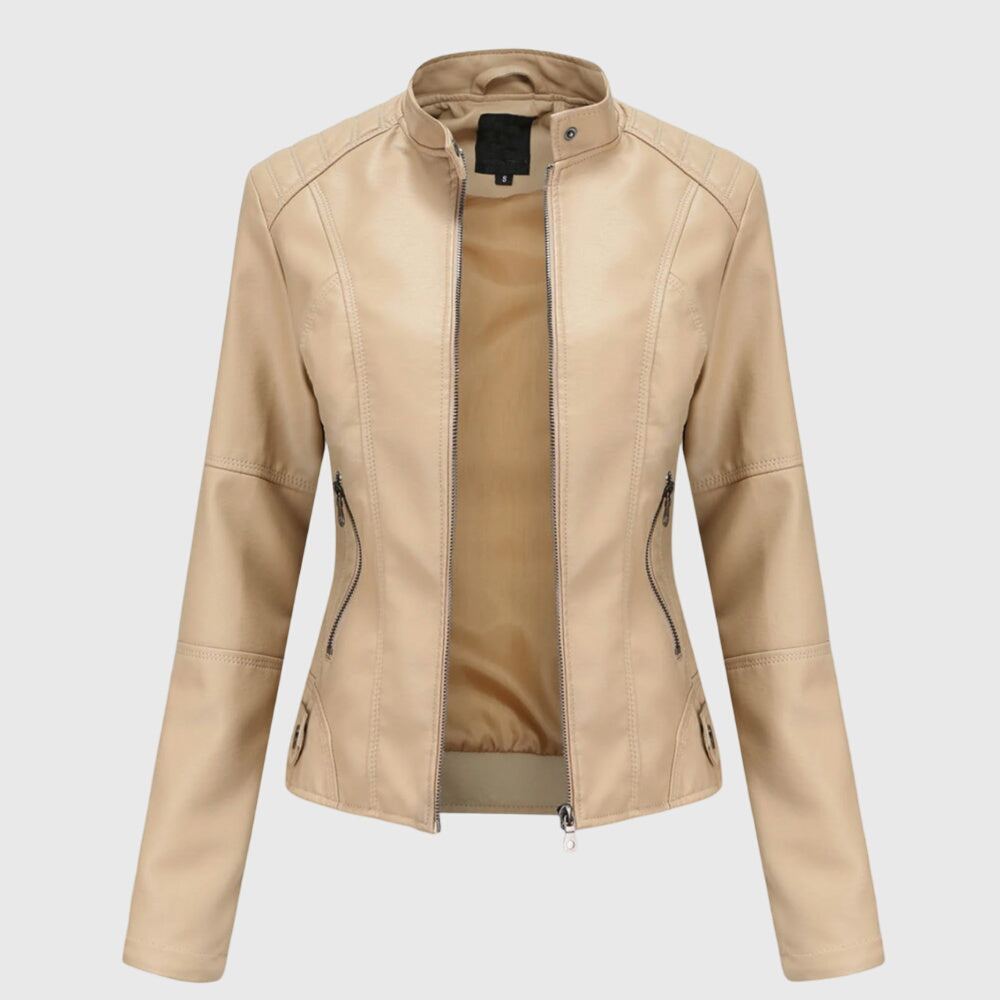 Oversized Women’s Leather Jacket with Buttons