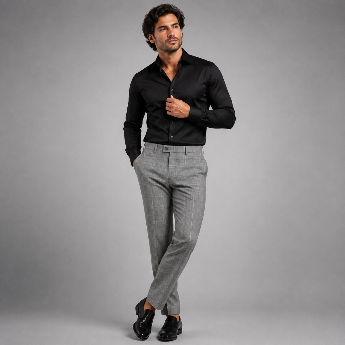 Men's Slim-Fit Checkered Dress Pants