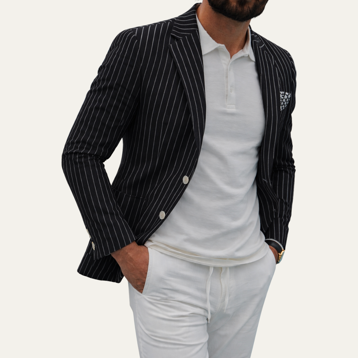 Men’s Breathable Striped Linen Summer Blazer