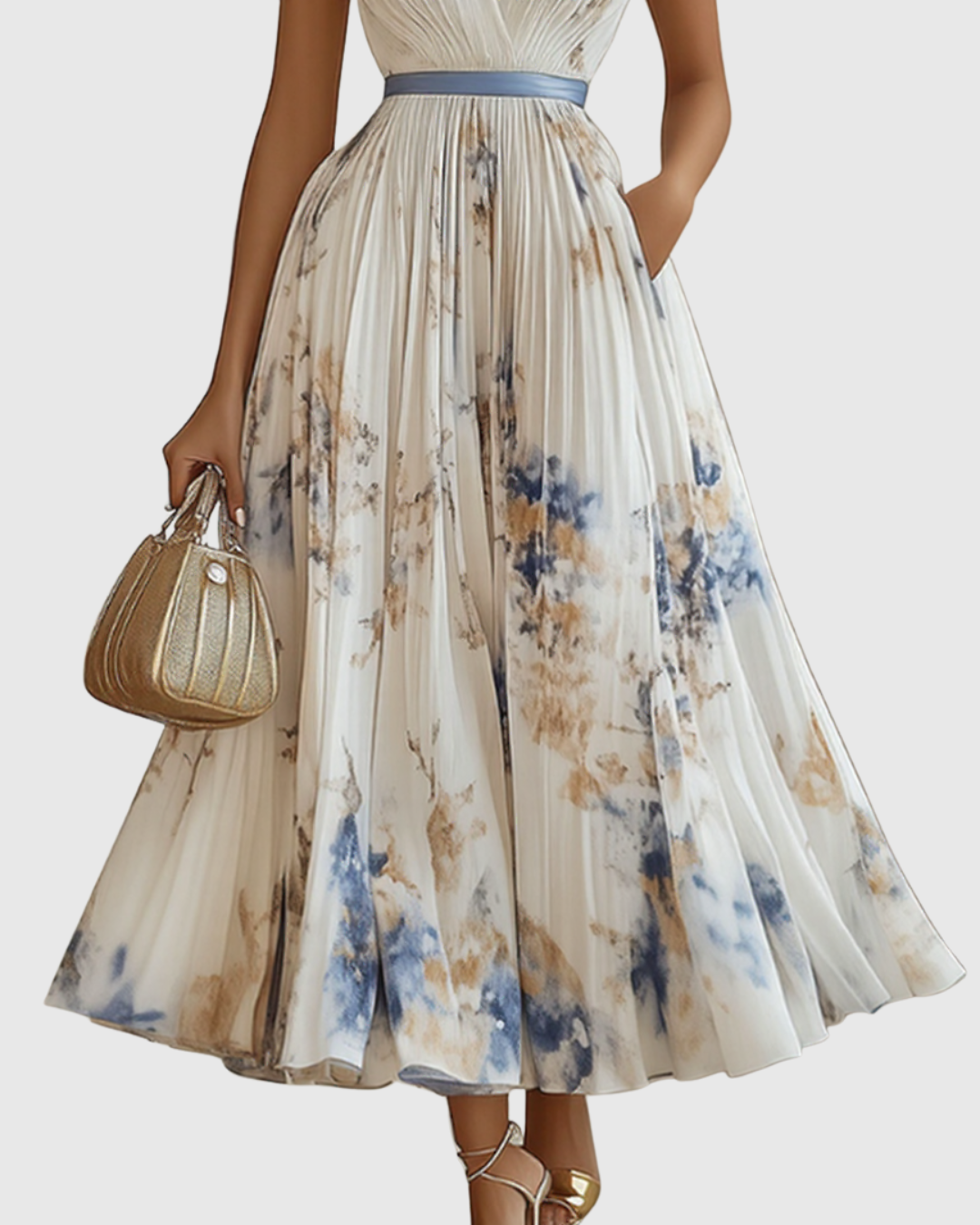Elegant Formal Pleated Maxi Dress