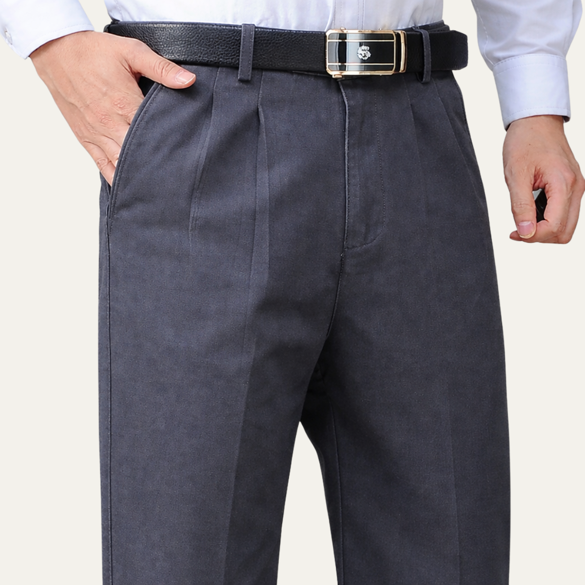 Linen Pants with Elastic Waist and Regular Leg