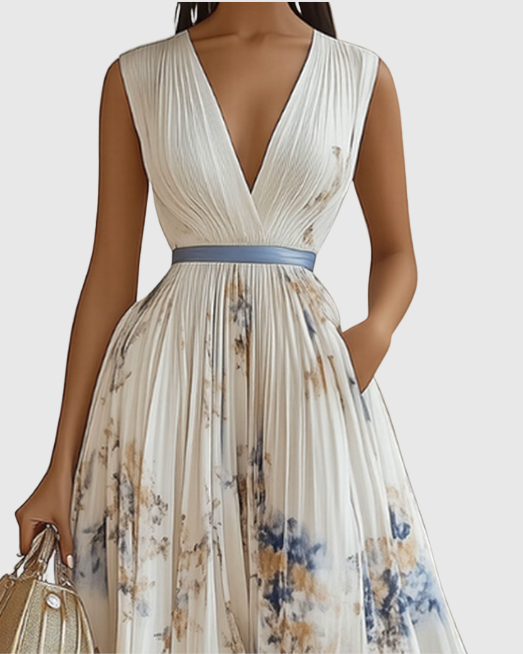Elegant Formal Pleated Maxi Dress
