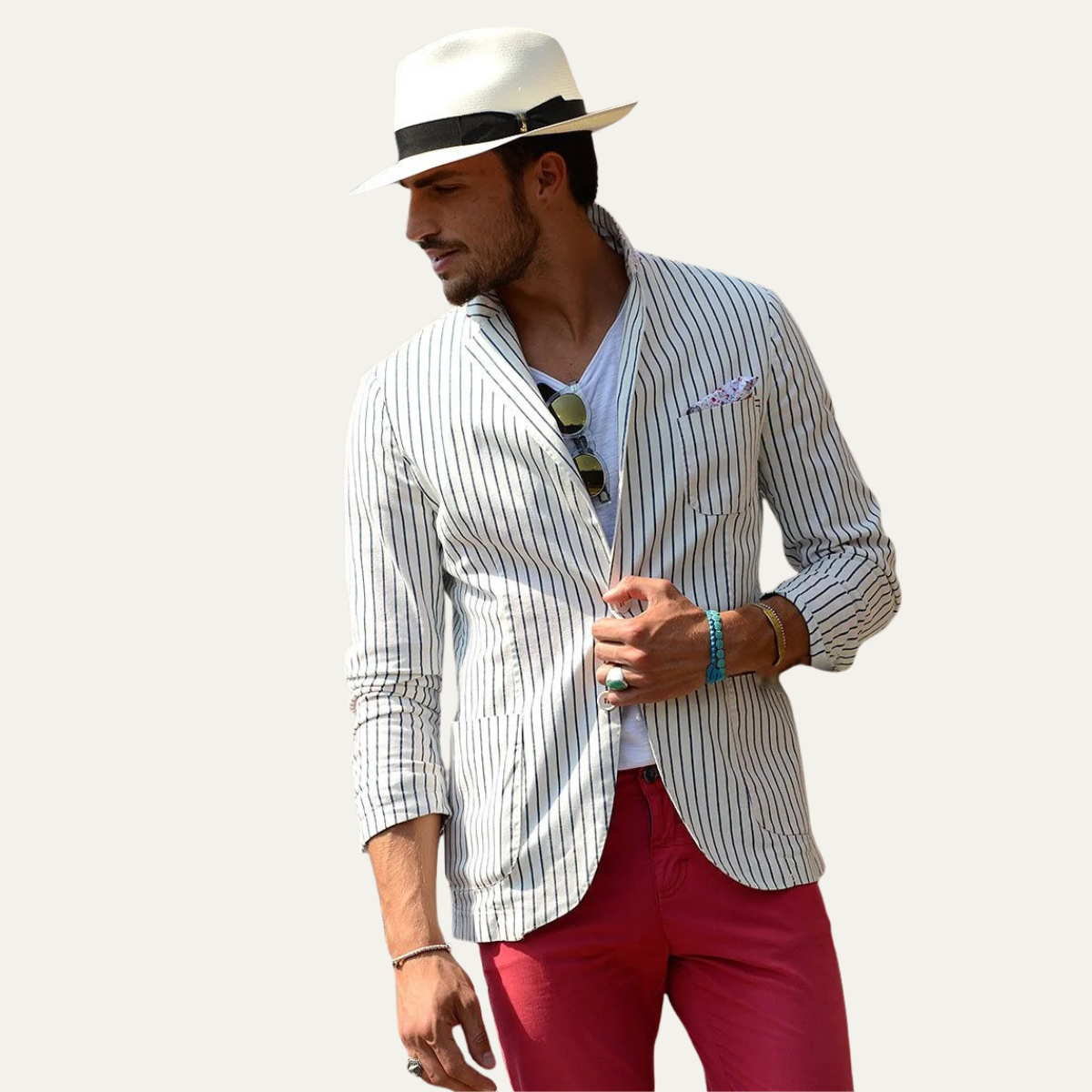 Men’s Breathable Striped Linen Summer Blazer
