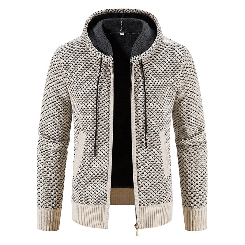 Men’s Lined Hooded Cardigan with Front Zip