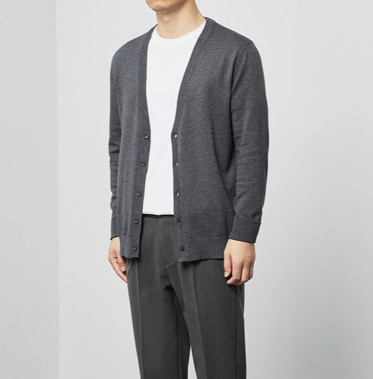Slim Fit V-Neck Cotton Blend Cardigan