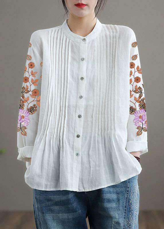 Organic White Linen Tunic Blouse