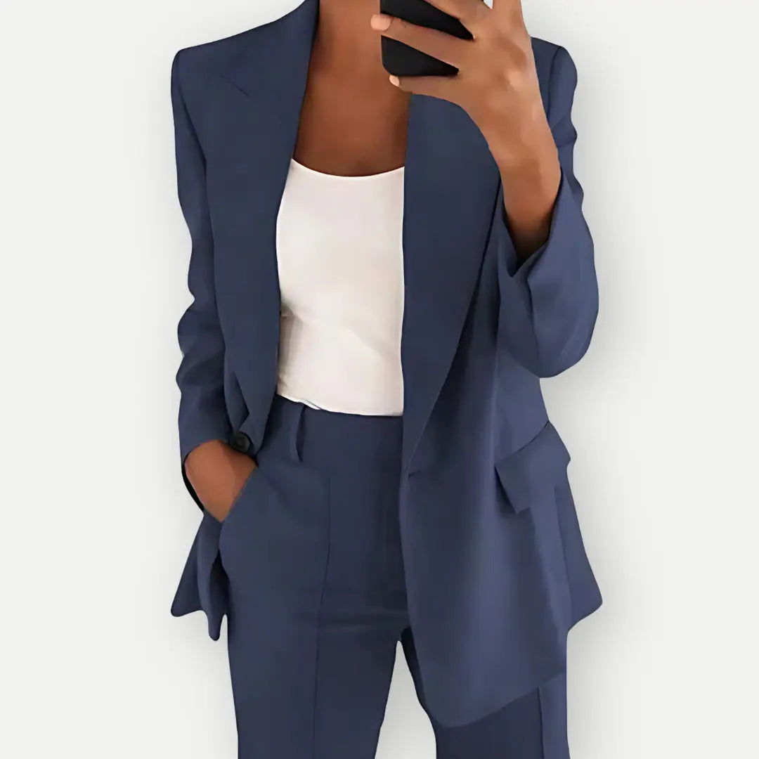 Women’s Suit Set with Tailored Blazer and Straight-Leg Trousers