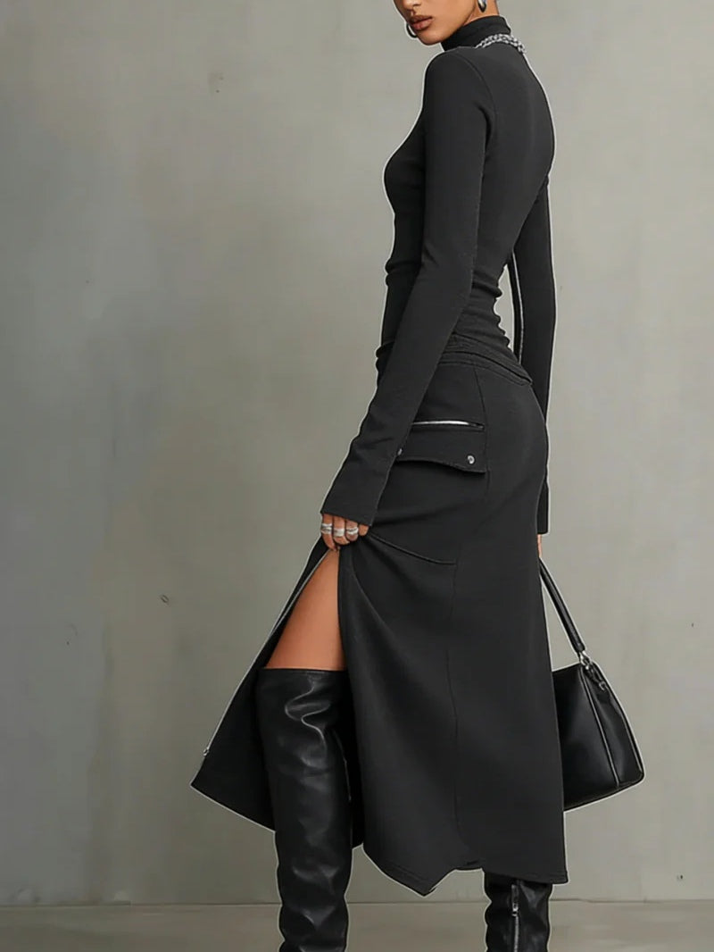 Grey Two-Piece Sweater Dress Set