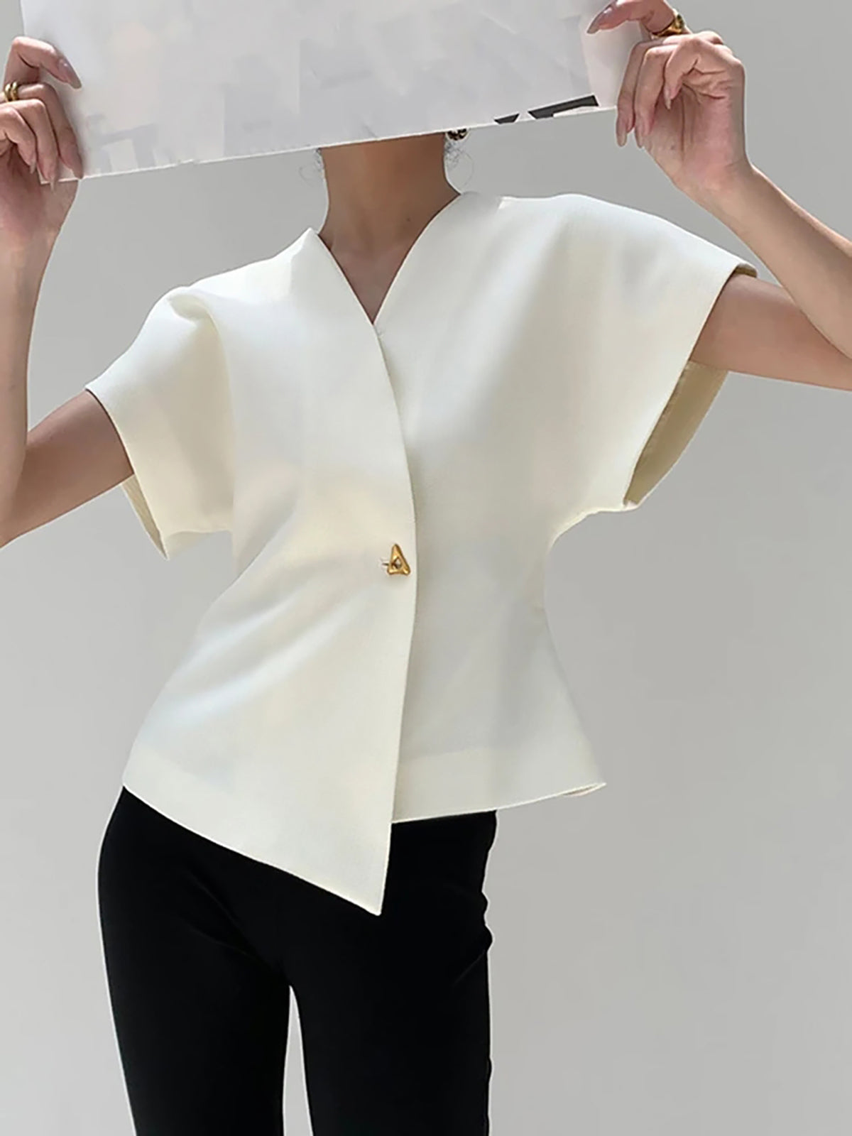 Sophie Womens V Neck Button Down Blouse