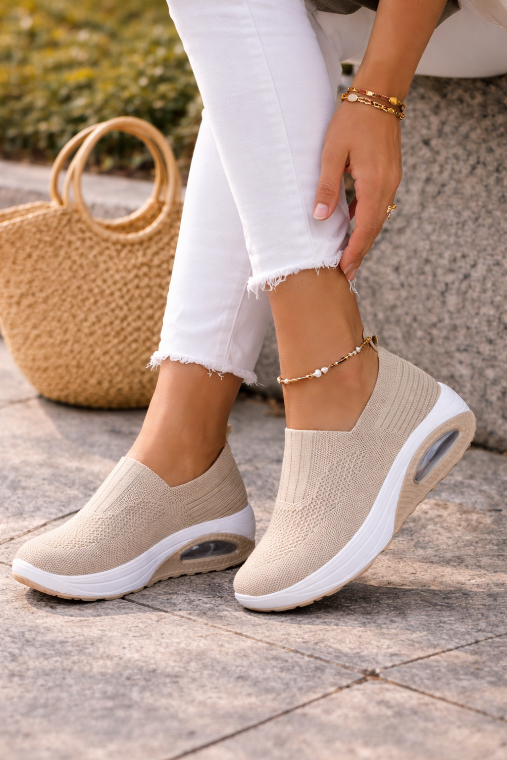Women’s Orthopedic Slip-On Sneakers in Breathable Knit Fabric