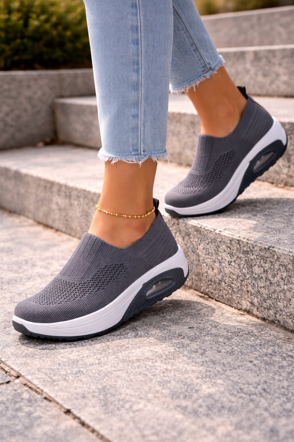 Women’s Orthopedic Slip-On Sneakers in Breathable Knit Fabric