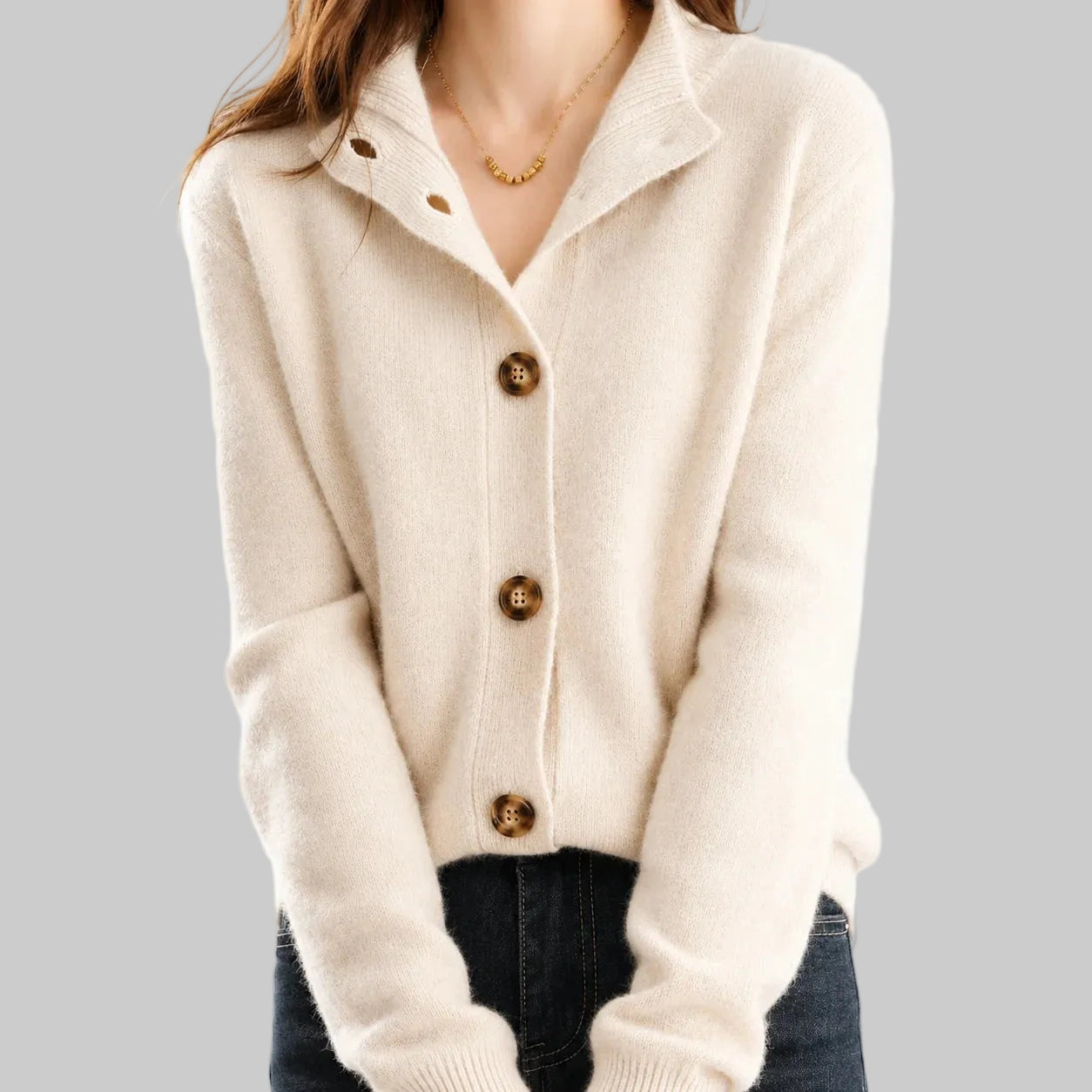 Knitted Cardigan with Buttons, Relaxed Fit