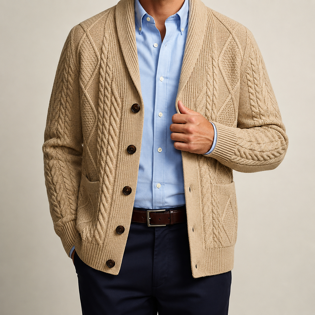 Men's Classic Cardigan with Relaxed, Comfortable Fit