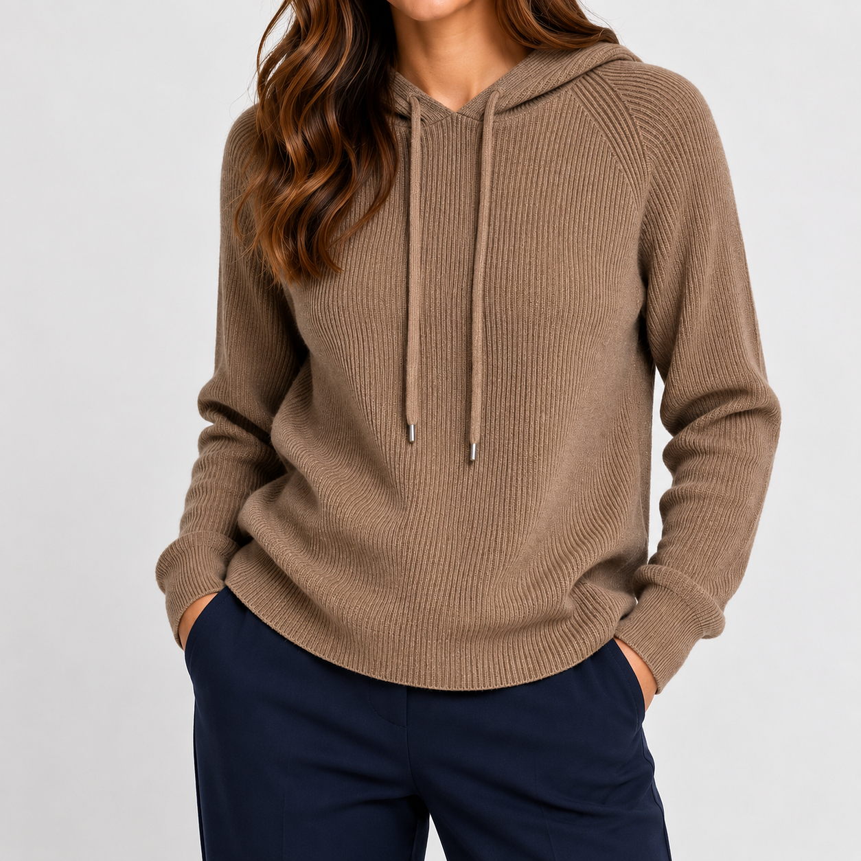 Soft Wool Hooded Sweater with Relaxed Fit Design