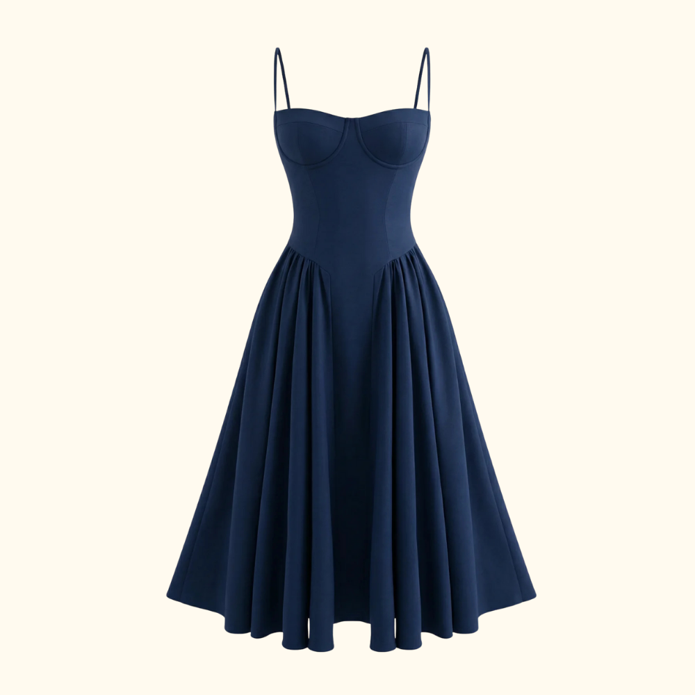Stylish Women’s Midi Dress – Sweetheart Neck Design