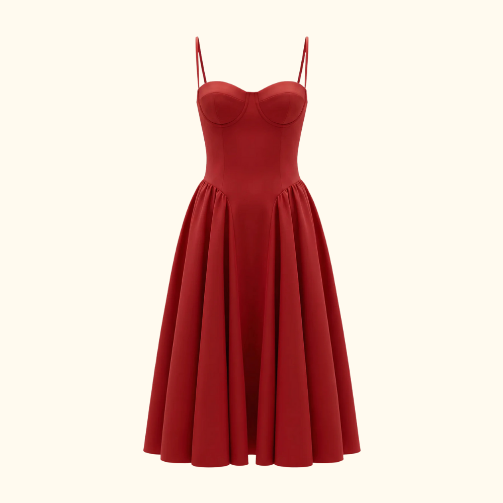 Stylish Women’s Midi Dress – Sweetheart Neck Design