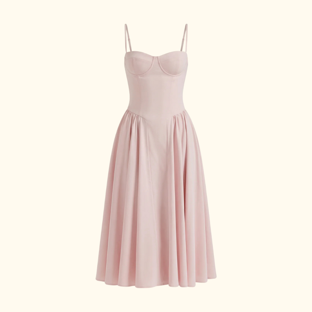 Stylish Women’s Midi Dress – Sweetheart Neck Design
