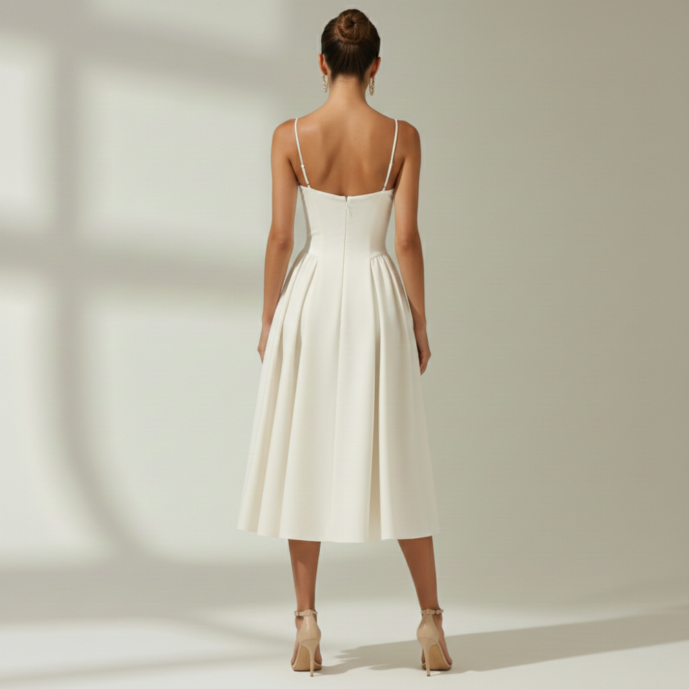 Stylish Women’s Midi Dress – Sweetheart Neck Design