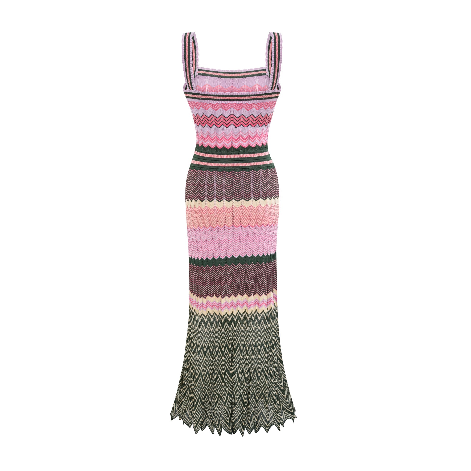 Contrast Color Knitted Midi Dress