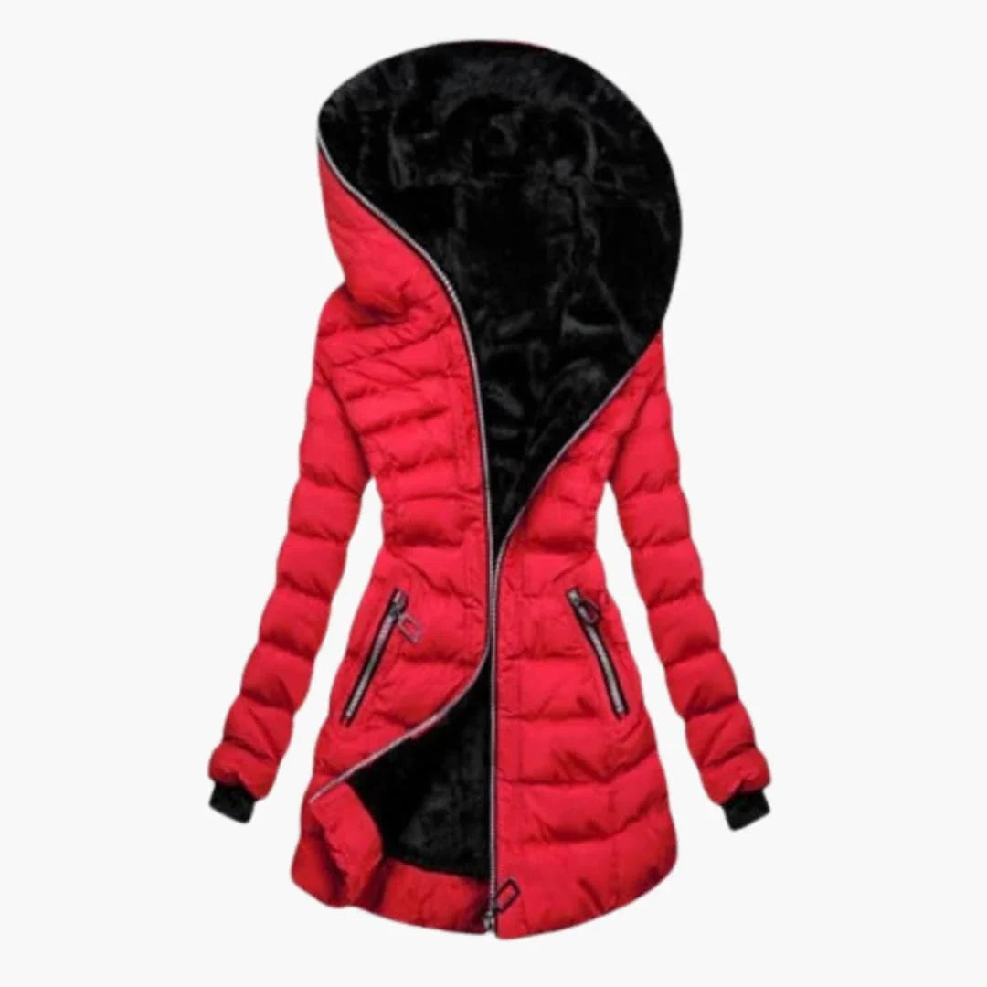 Puffer Jacket Women Long Hooded Faux Fur Winter