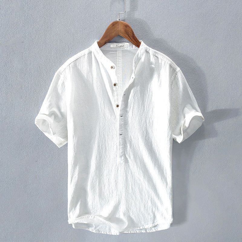 Miles Band Collar Short Sleeve Shirt