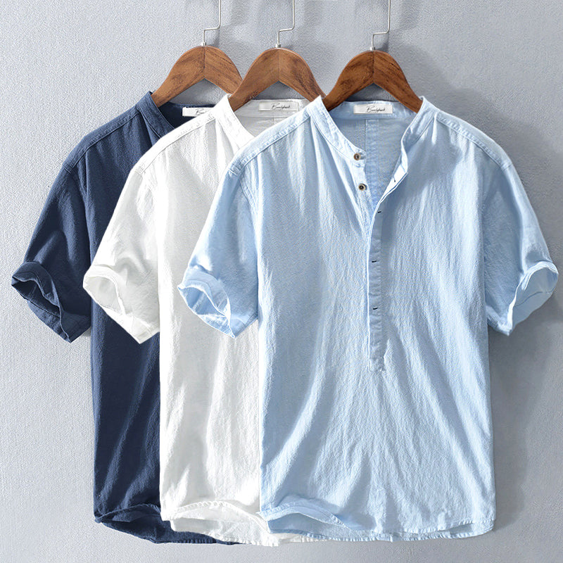 Miles Band Collar Short Sleeve Shirt