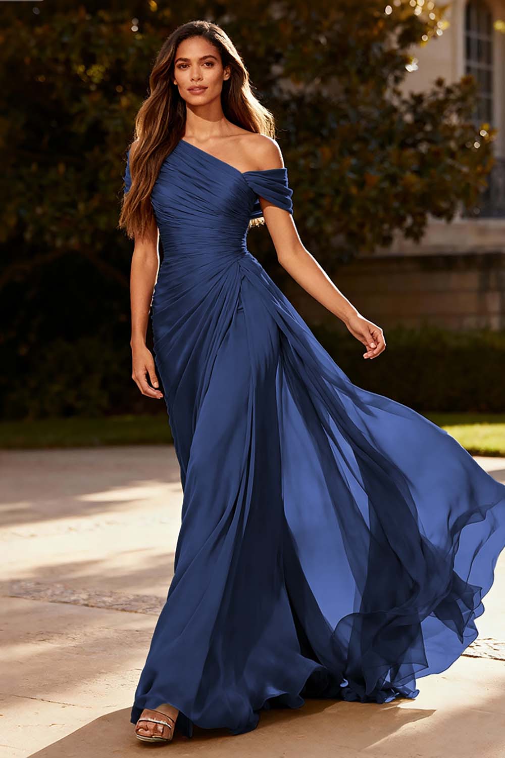 Dusty Sage Chiffon A-Line Formal Maxi Dress