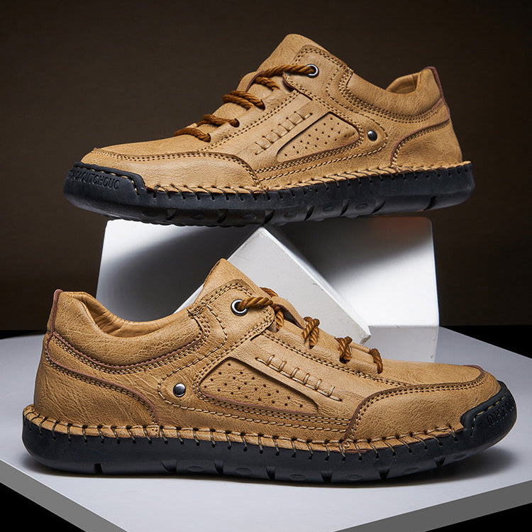 Sneakers in Genuine Leather Hiking Style with Durable Sole