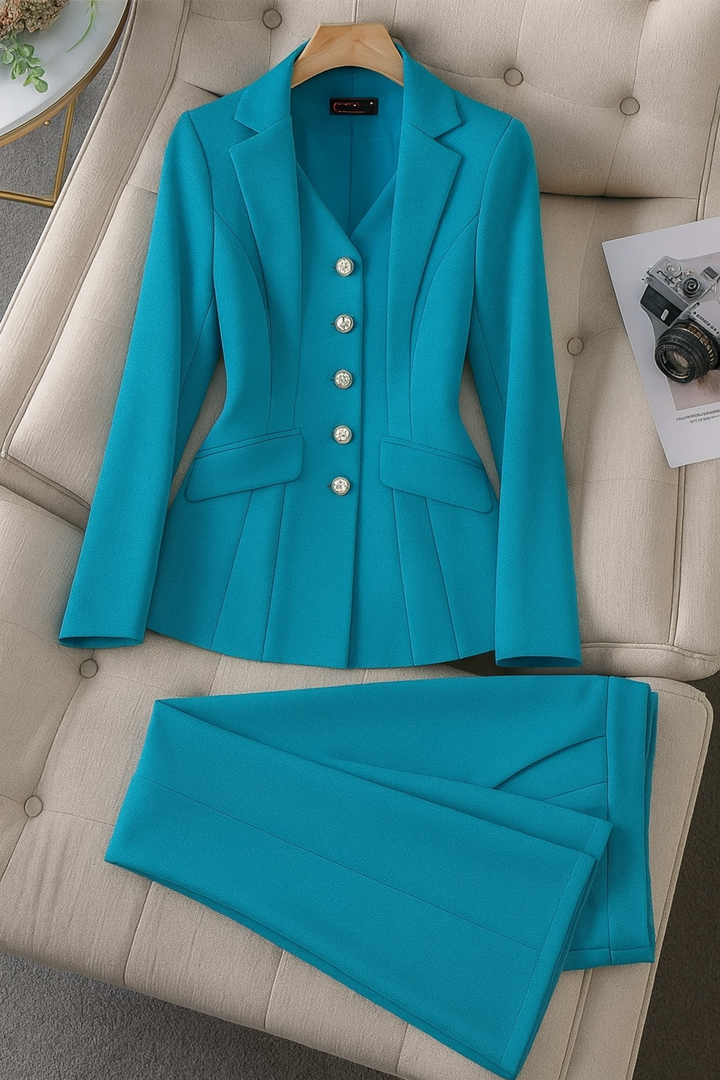 Women’s Suit with Lined Blazer and Regular-Fit Trousers